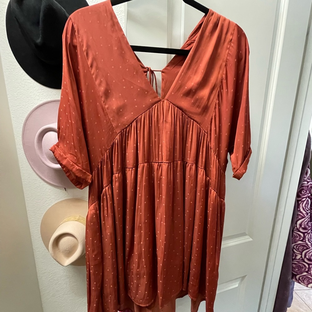 Silk amber shift dress